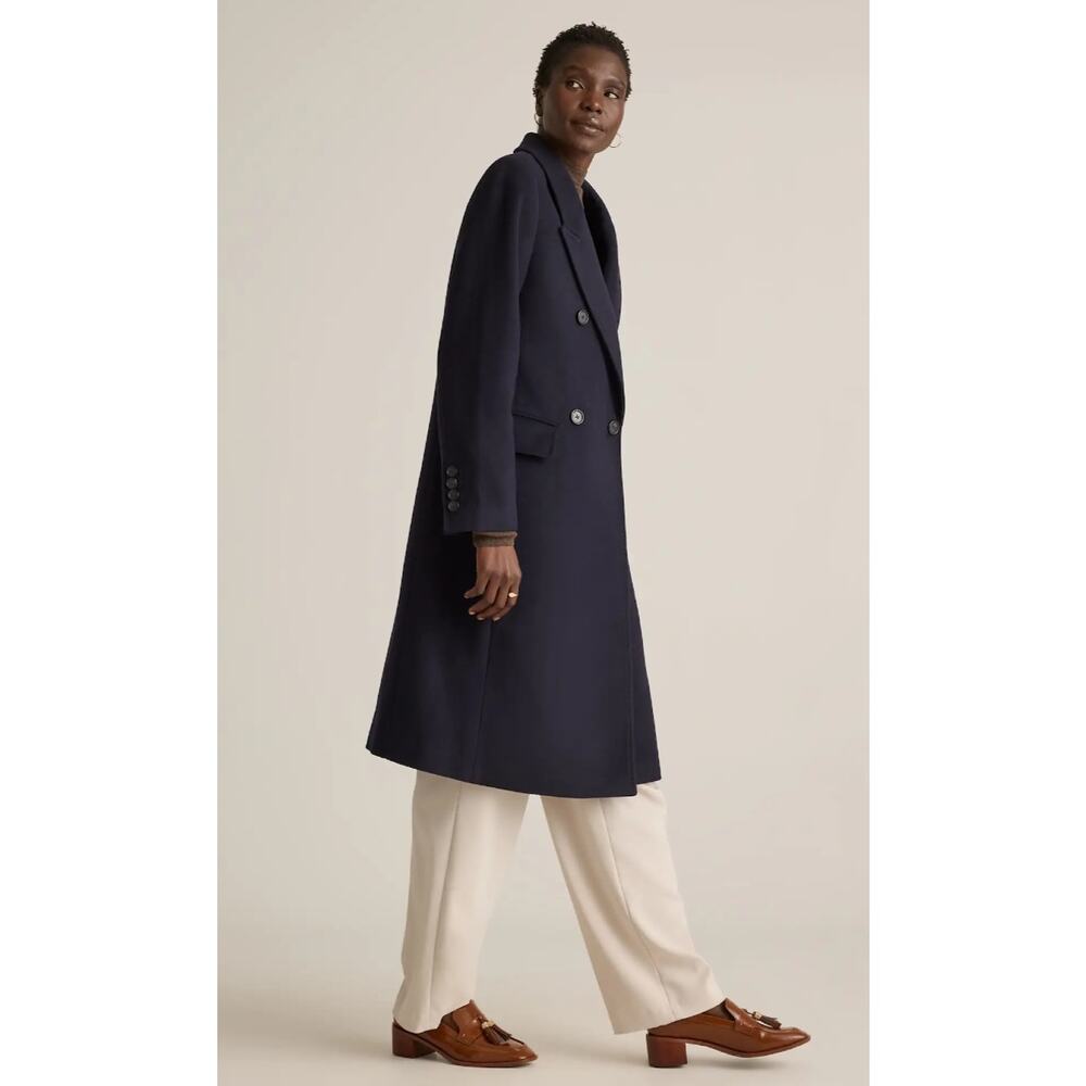 NWT Quince Italian Wool Double Breasted Coat Womens Medium Navy MSRP 190 - Picture 2 of 12